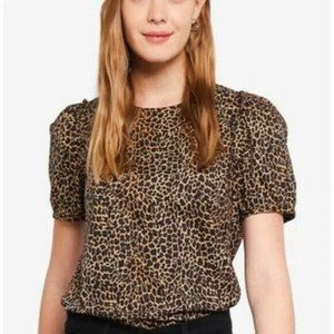 J. Crew Leopard print puff sleeve poplin  blouse